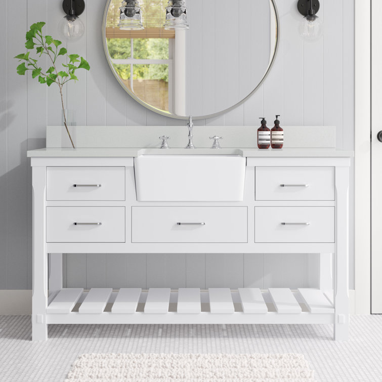 White bathroom deals vanity 60 inch